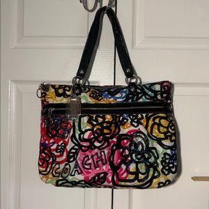 Coach Poppy graphic blossom graffiti glam bag